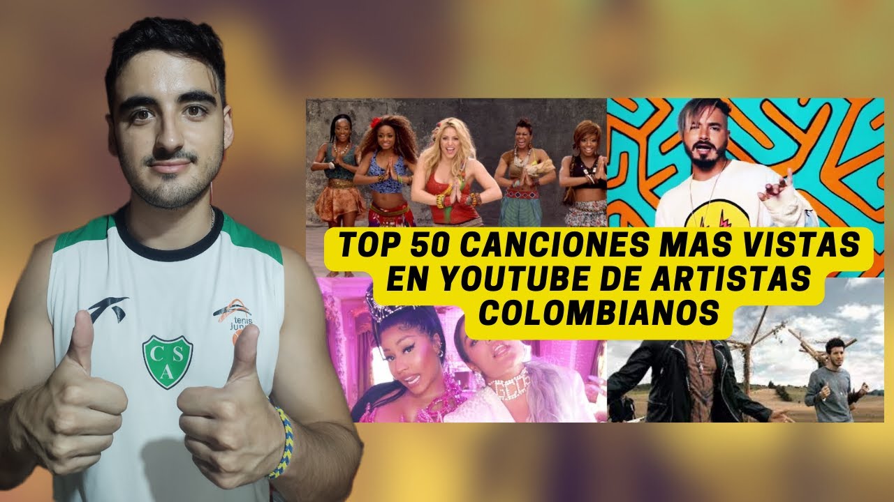 REACCION a Top 50 canciones mas vistas en YouTube de artistas Colombianos