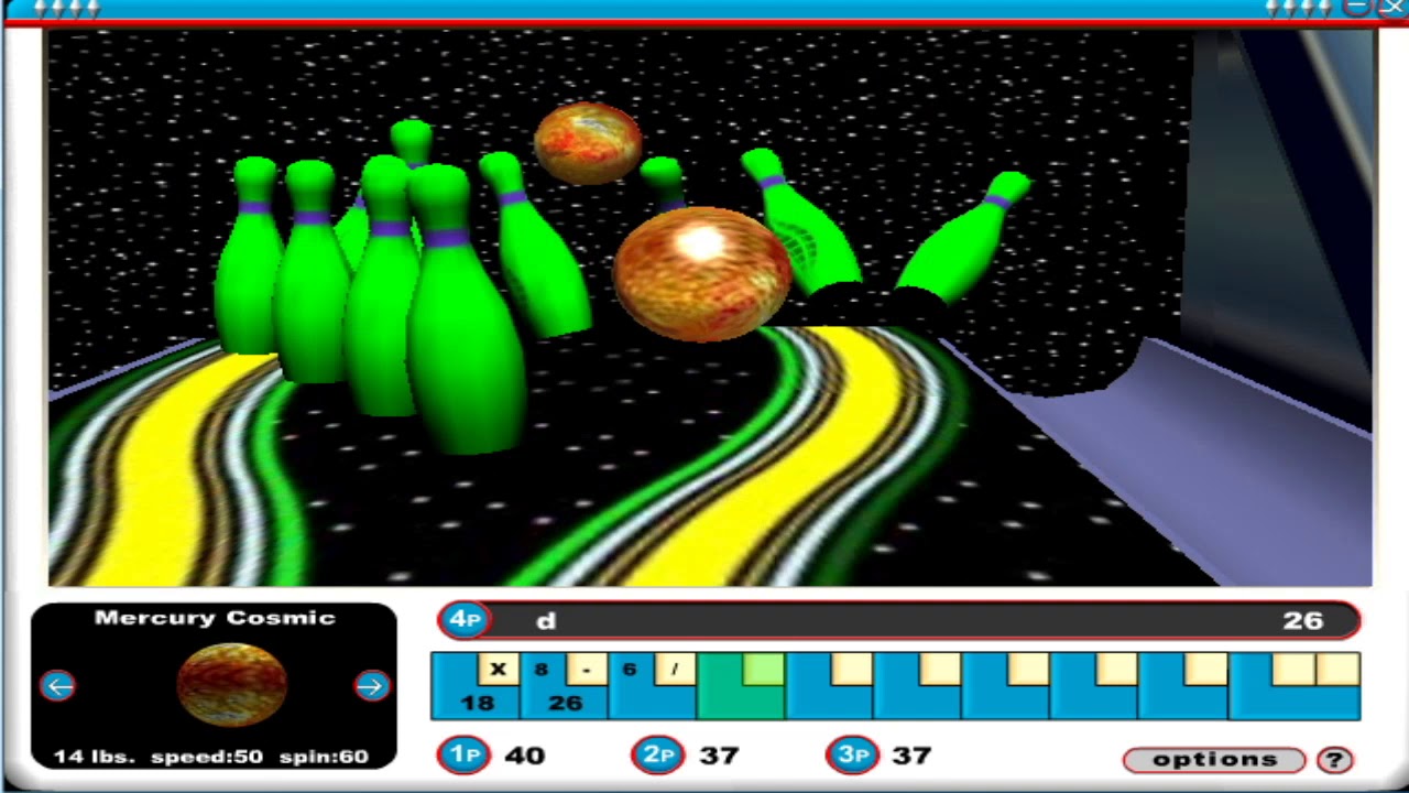 Gutterball 3D multiplayer match #3 (cosmic lanes)