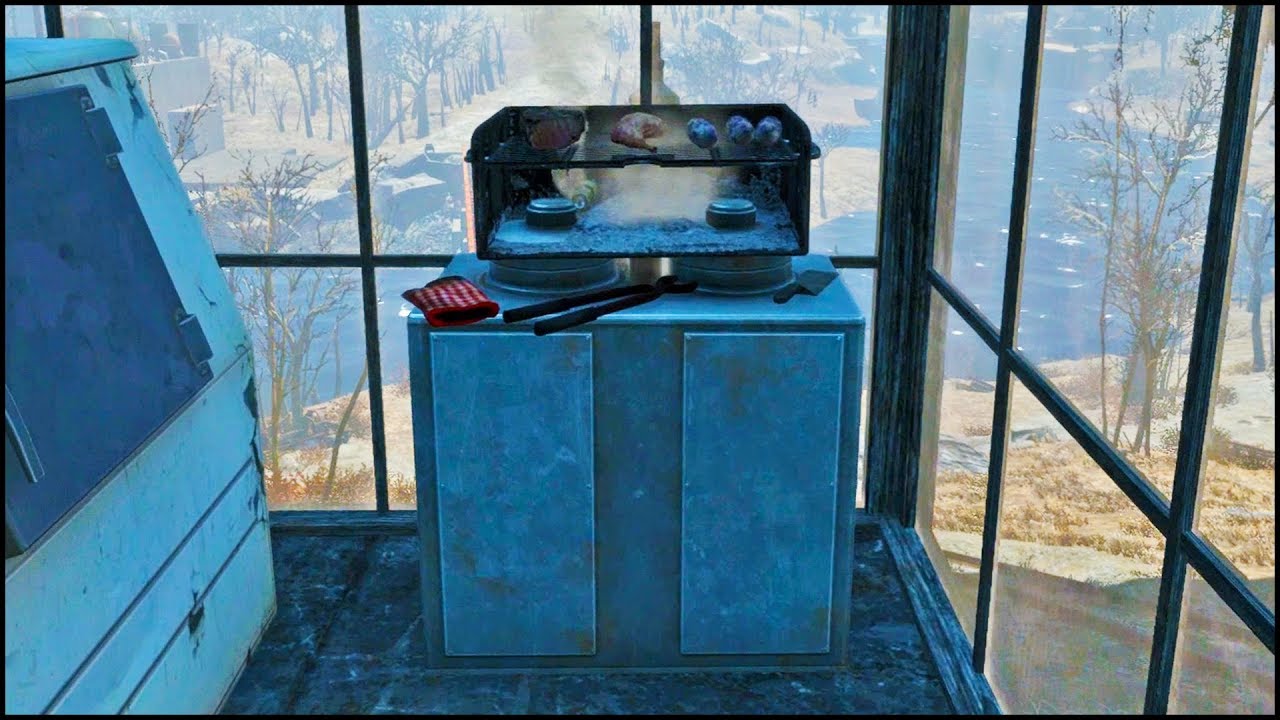 How to Build a Smoking BBQ Grill 🥩 Fallout 4 No Mods Shop Class