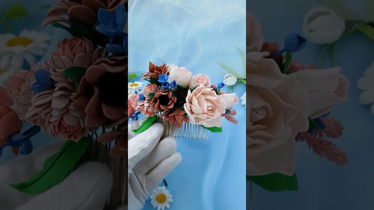 Rustic Wedding Comb / Flower Comb / Весільний гребінь / Bridal accessories / Hair comb