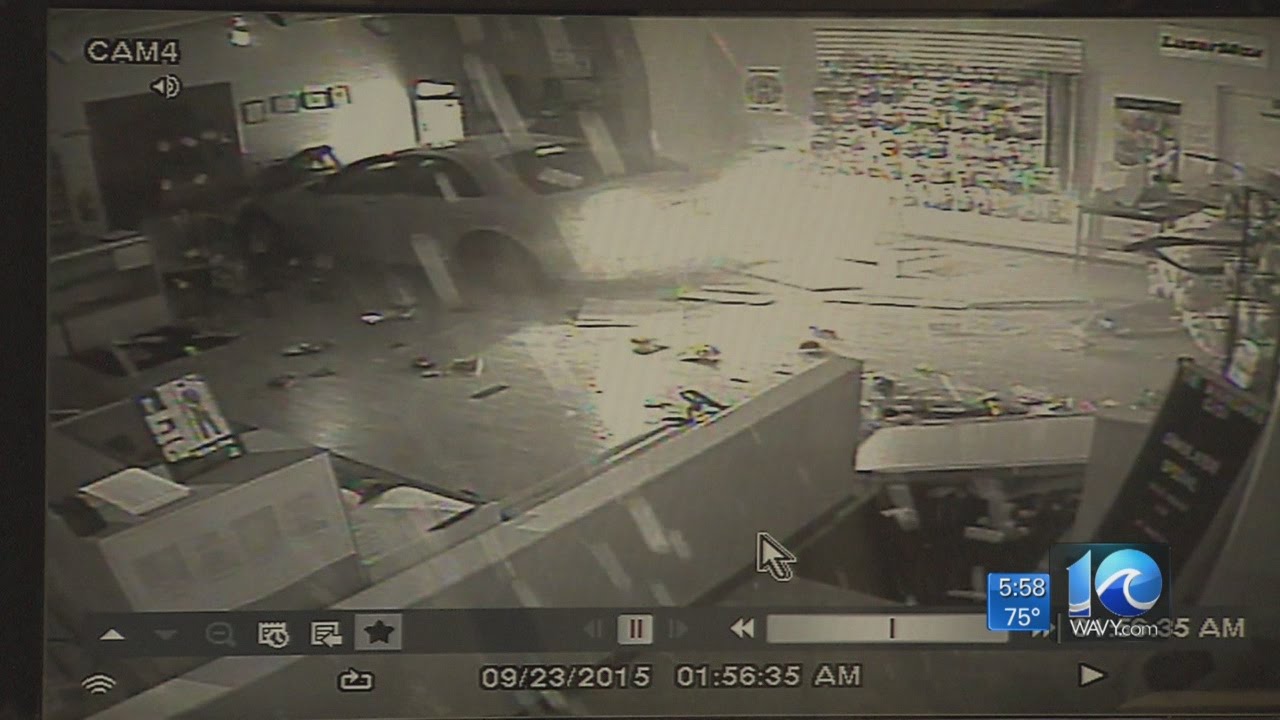 Stolen vehicle driven into gun store, firearms missing