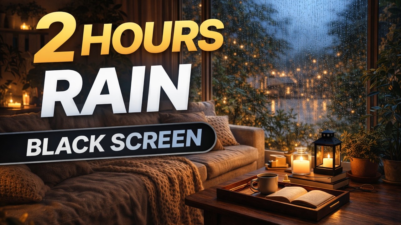 2 Hours Rain on Window Sounds (Black Screen) • Sleep Fast • No Voice