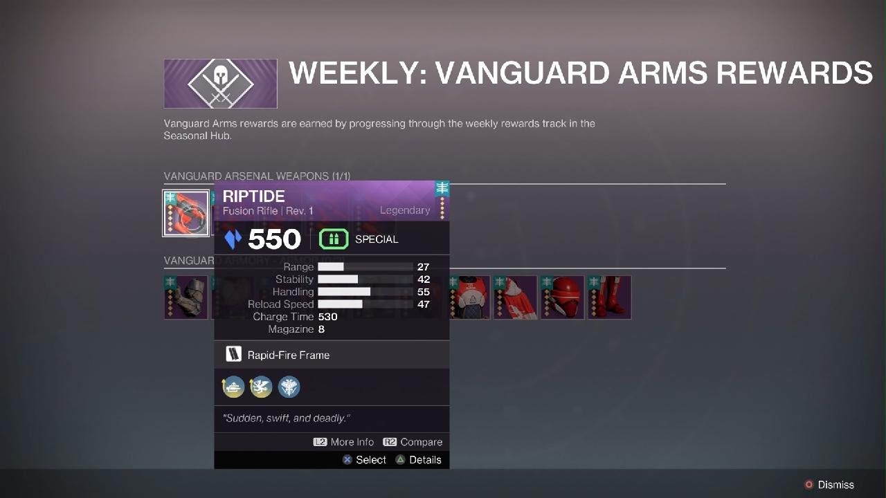Destiny 2 Weekly Vanguard Arms Rewards