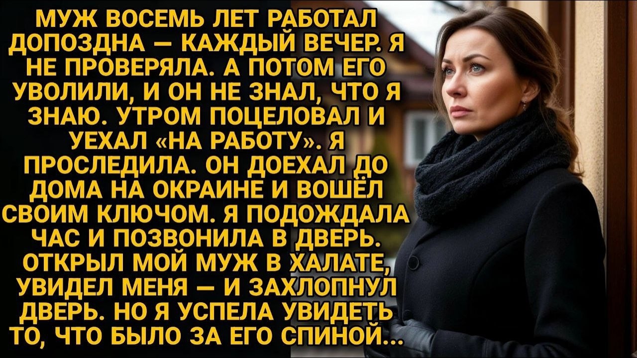 Муж 8 лет врал что задерживается на работе. Я проследила за ним и увидела то что за его спиной