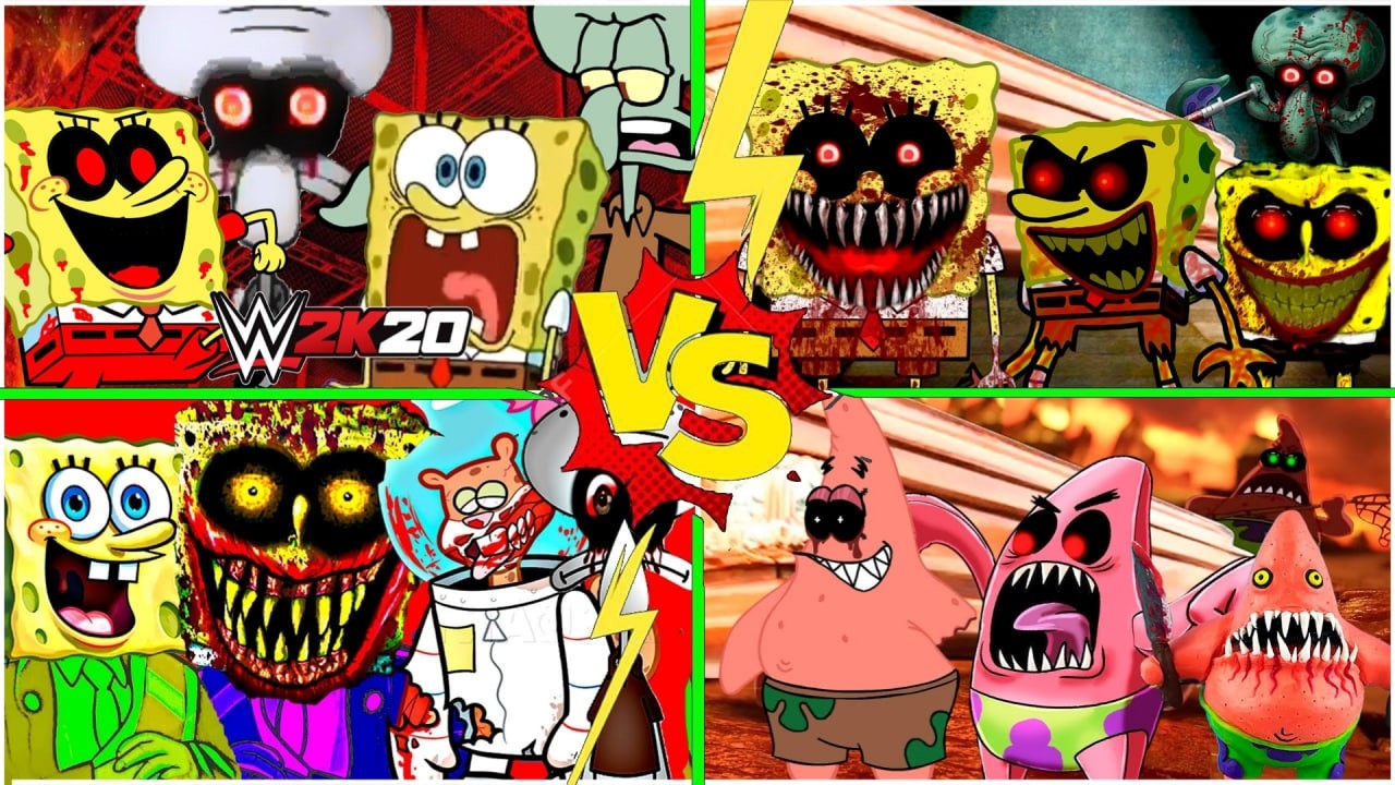 Squidward Tentacles vs SpongeBob SquarePants vs Patrick Star vs Mr crabs Tiles hop
