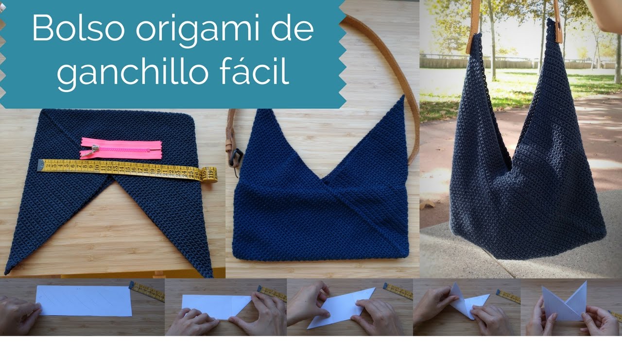 Bolso origami de ganchillo fácil