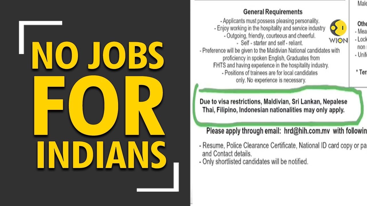 No jobs for Indians in Maldives