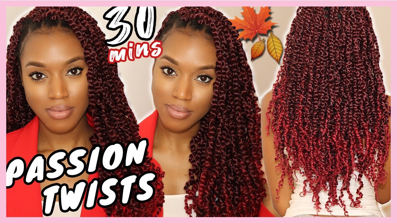 30 MINUTE LONG RED PASSION TWISTS For Fall 🍁 + GIVEAWAY+ Stretch Tiana Passion Twists by Toyotress