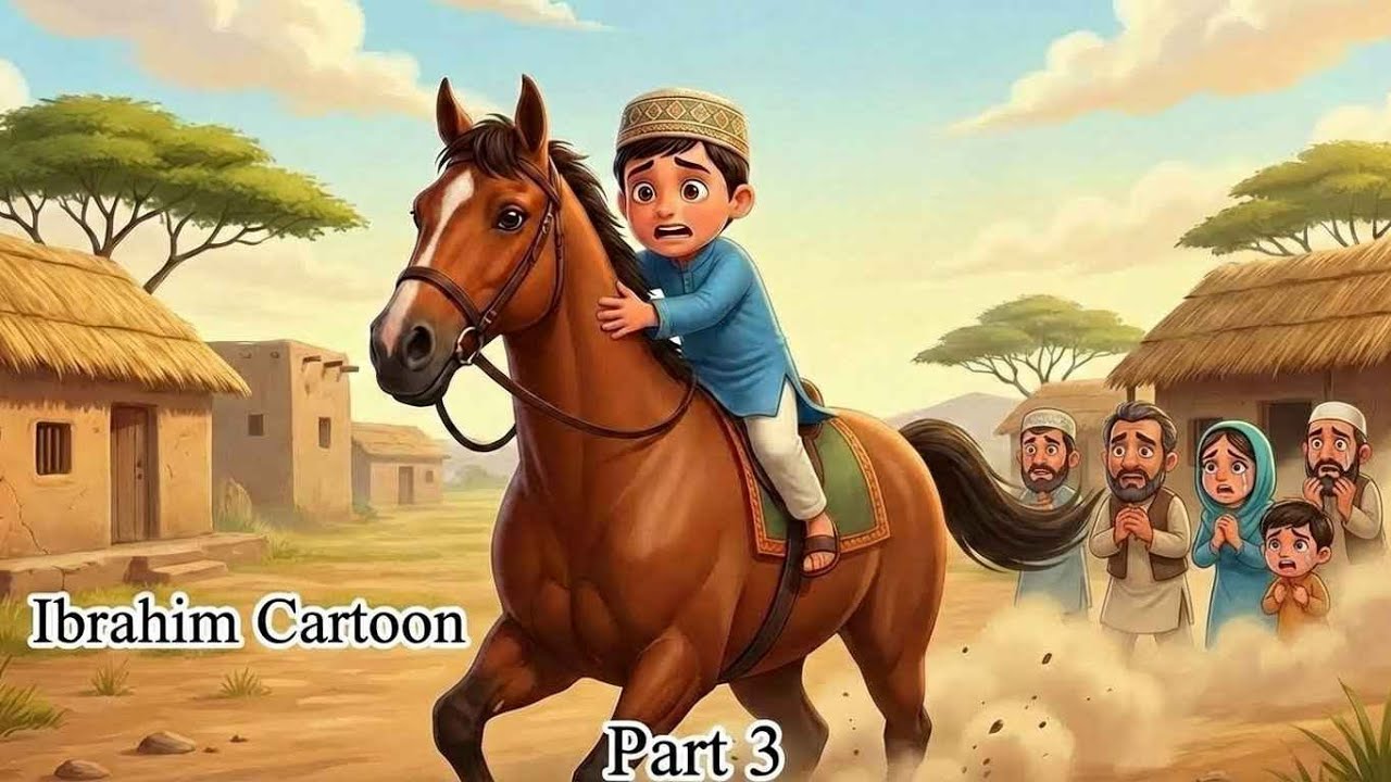 # Ibrahim Rides the Horse in the Village! 🐴# Islamic Cartoon, Cartoon for Kids, Cartoon Story