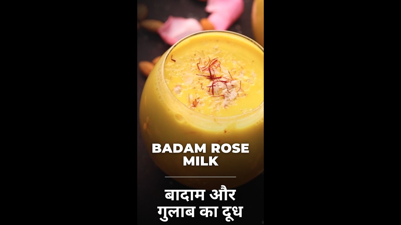 #Shorts Badam Rose Milk | बादाम और गुलाब का दूध | Saffron, Almond Puree | केसर, बादाम, गुलाब का पानी