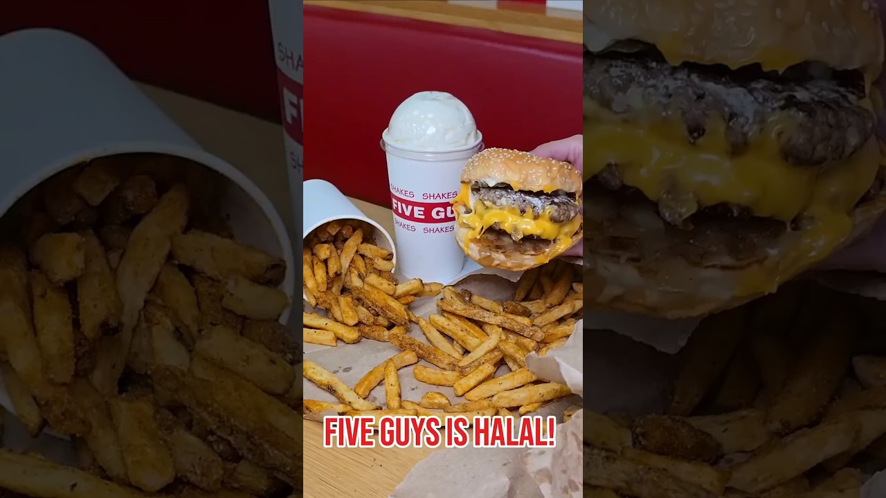 Five Guys is Halal in the UK! #fiveguys #fiveguysuk #halalfiveguys #cheeseburger #halal