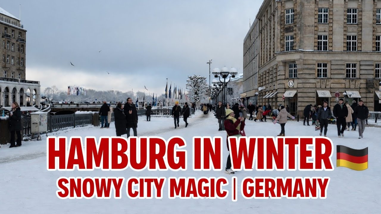  HAMBURG IN WINTER 4K 🇩🇪 SNOWY CITY MAGIC  |GERMANY #germany #travel #hamburg #viral #europe #winter