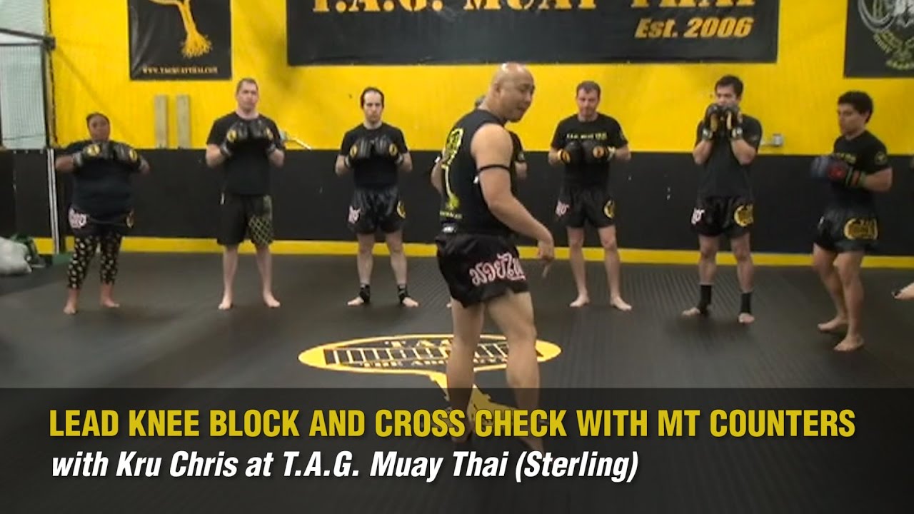 Kru Chris Aboy Lead Knee Block and Cross Check with Muay Thai Counters