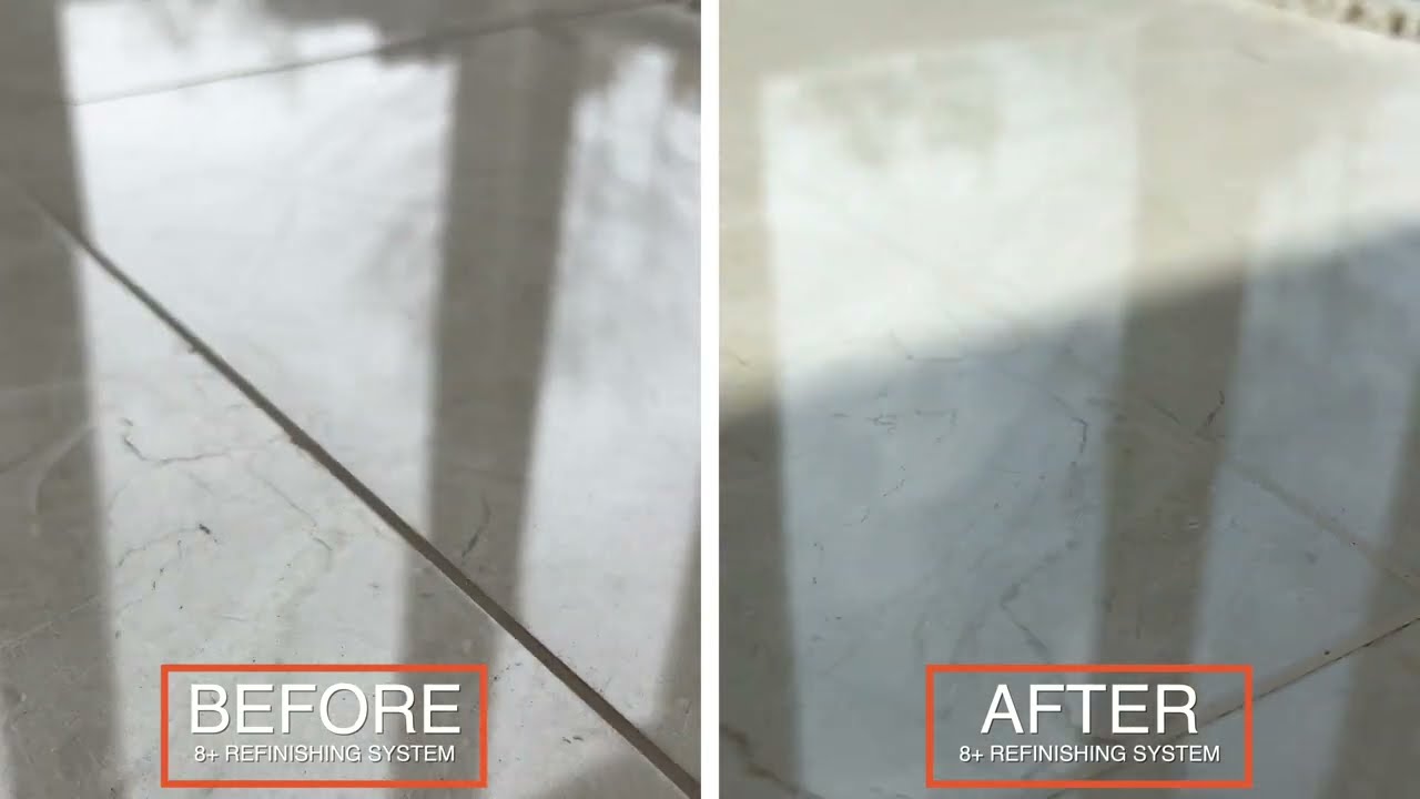 8+ refinishing system of marble tile floor AKA Seamless Floors - lippage removal, epoxy, polishing