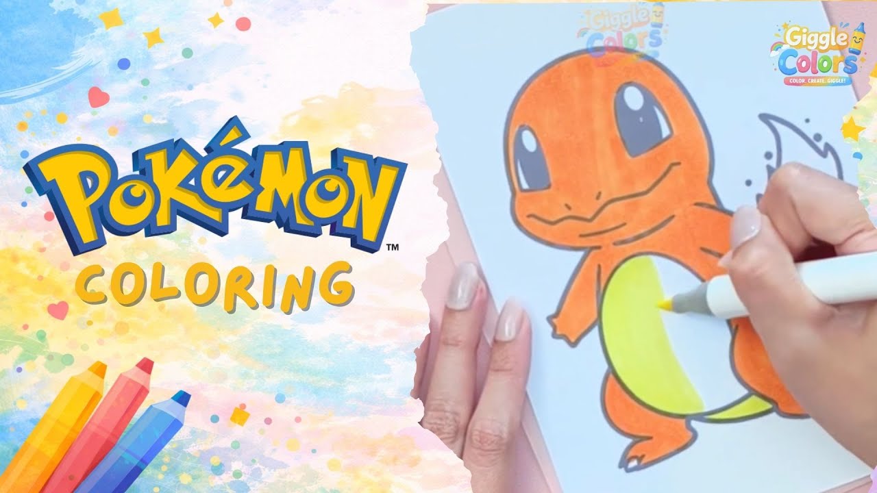 Charmander Coloring Book 🎨 | Cute Pokémon Coloring for Kids | Giggle Colors