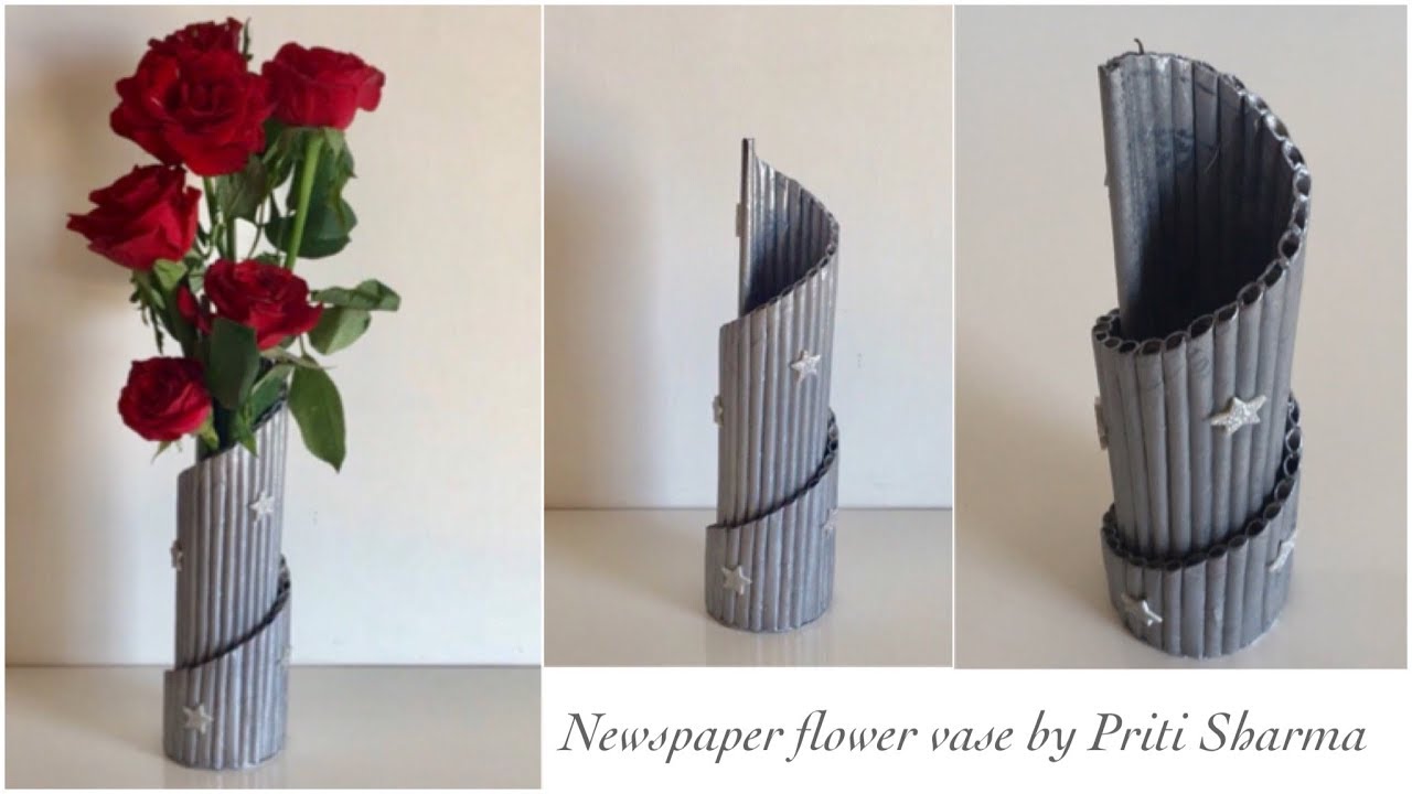 Newspaper Flower Vase DIY Newspaper Pen Holder / Newspaper Crafts / Best Out Of Waste | Priti Sharma