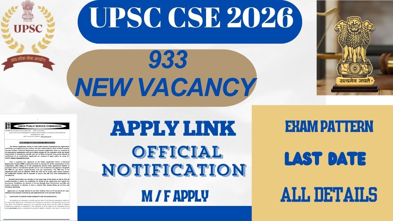  UPSC CSE 2026 Notification Released! 🚨 933 Posts | Full Details 