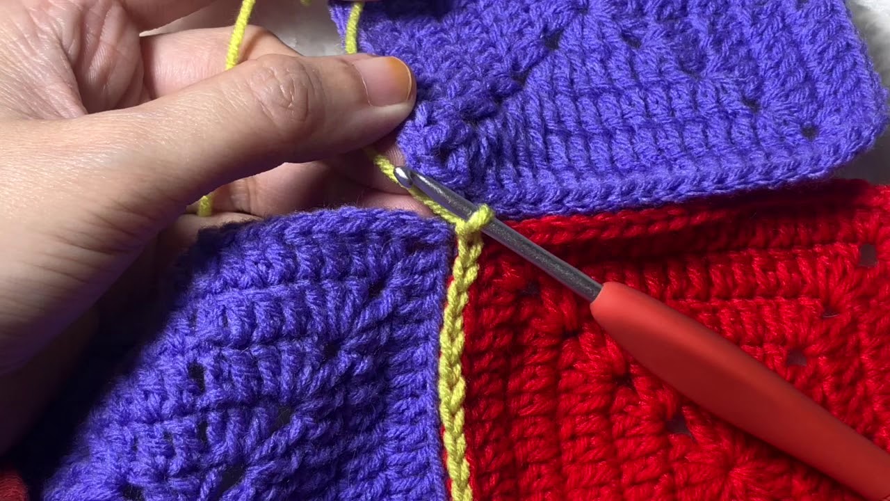 Cara Cantum Granny Square Menggunakan Invisible Slip Stitch