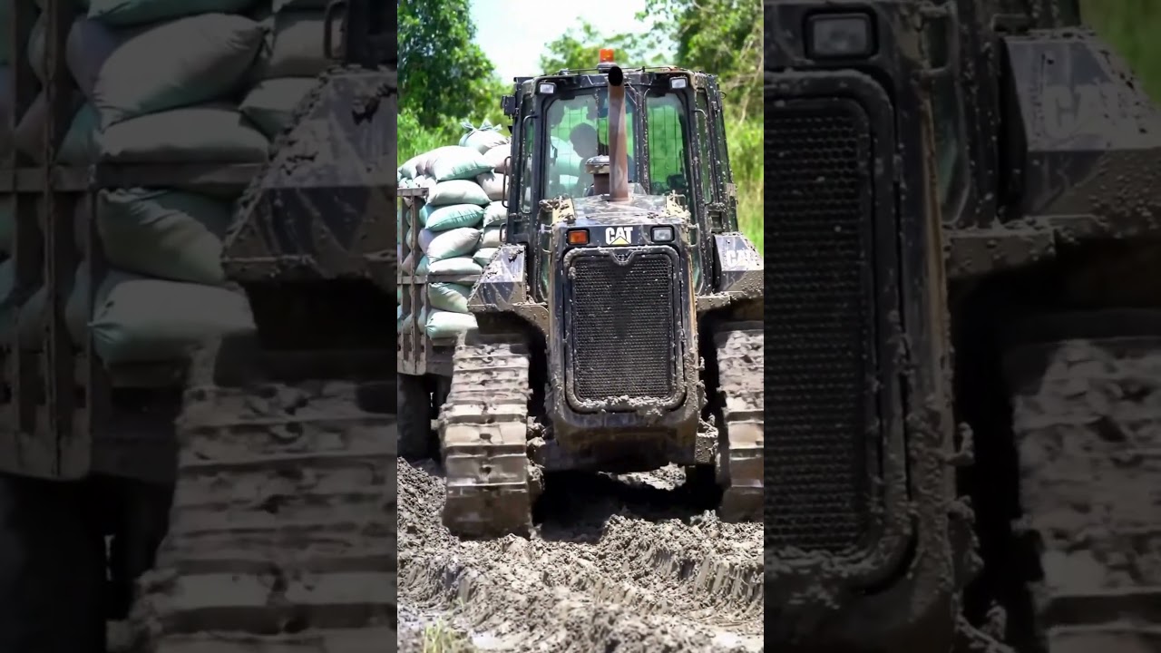 Caterpillar Bulldozer SMASHES Through Deep Mud! 🌾 | 4K Slow-Mo Power 