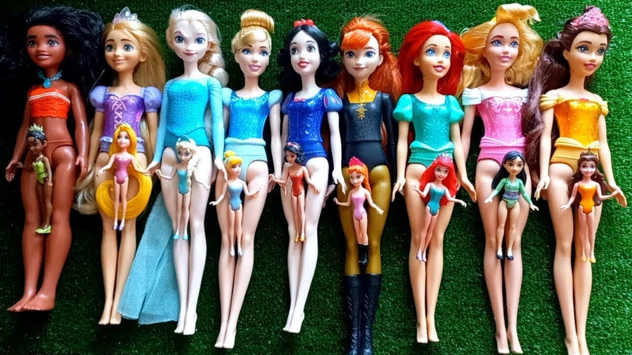 ASMR Most Popular Disney Princess Mattel Dolls   lots of colorful rainbow Dresses   unpacking toys 