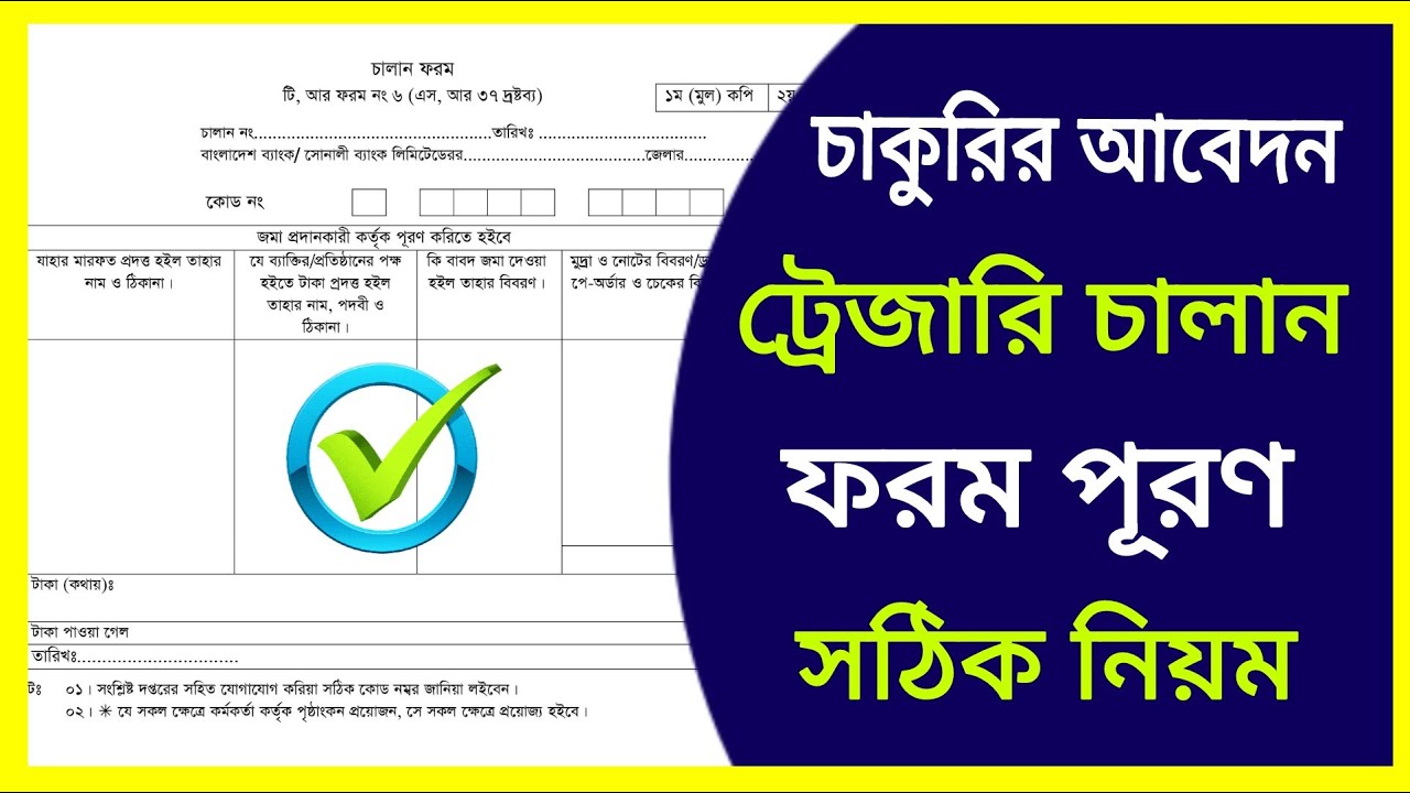 ট্রেজারি চালান ফরম পূরণ করার নিয়ম | Rules for filling Treasury Challan form
