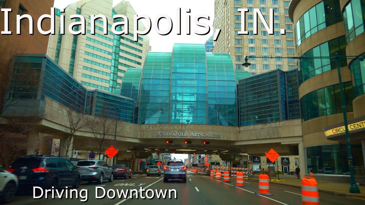 Indianapolis, IN.  - 4K HDR - Relaxing Ride, Driving Downtown