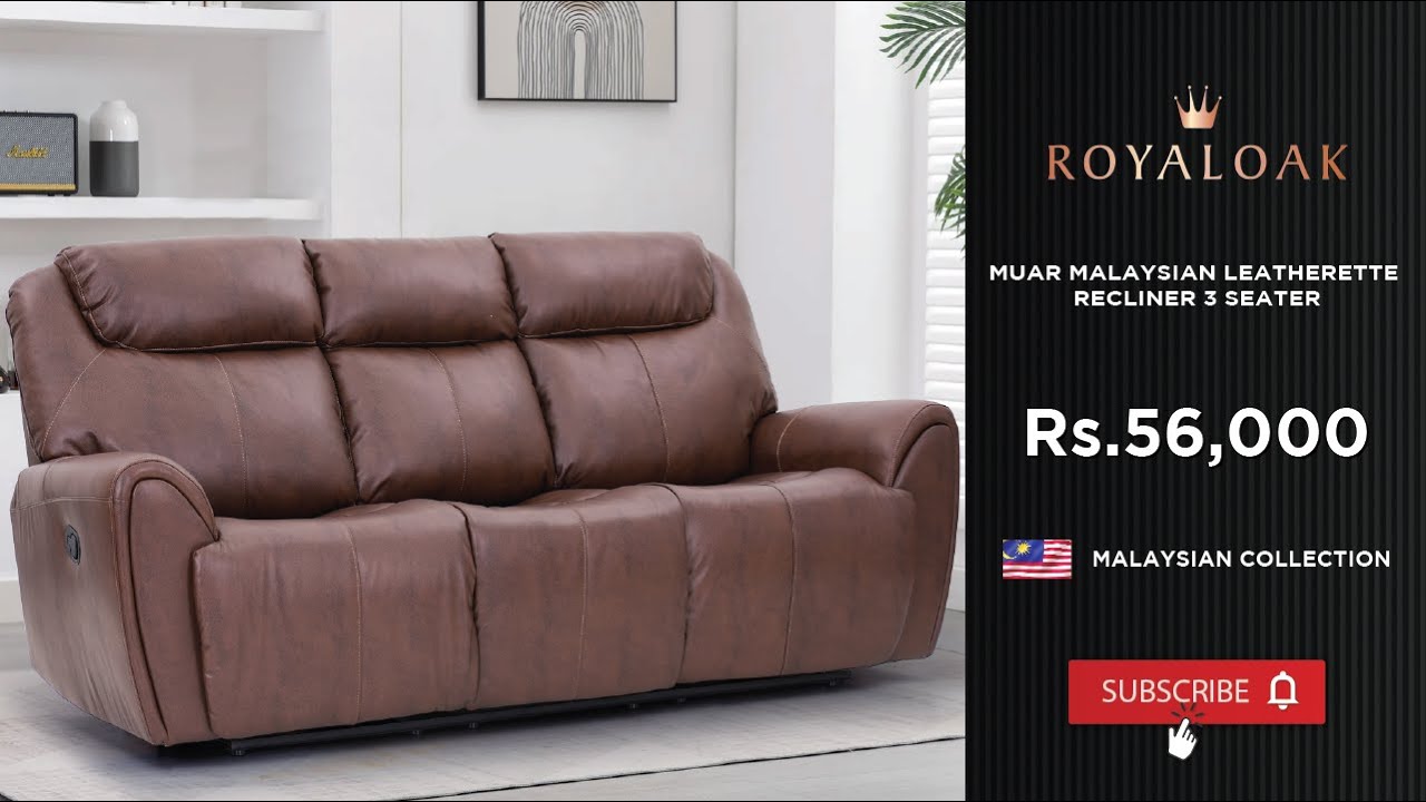 Royaloak | Muar Malaysian Leatherette Recliner 3 Seater
