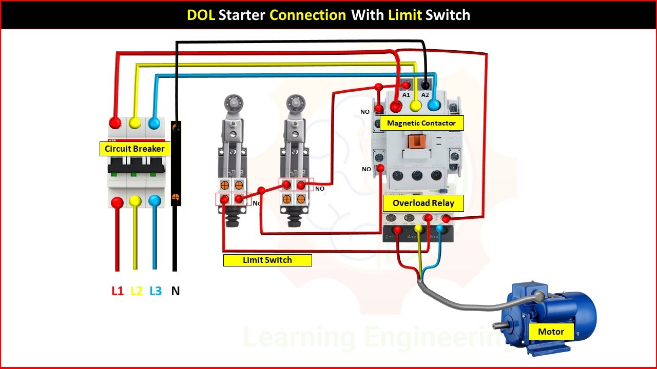 DOL Starter Connection With Limit Switch #electrical #electricalengineering