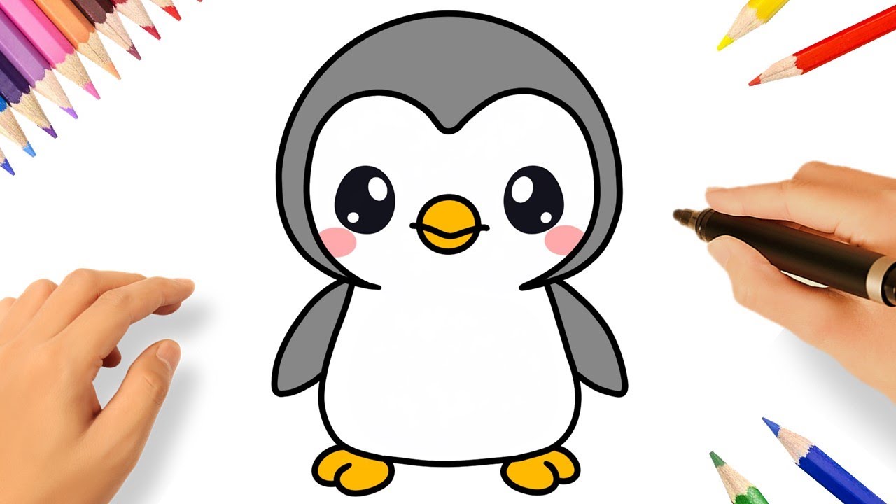 COMO DESENHAR UM PINGUIM FÁCIL PASSO A PASSO 🐧❤️