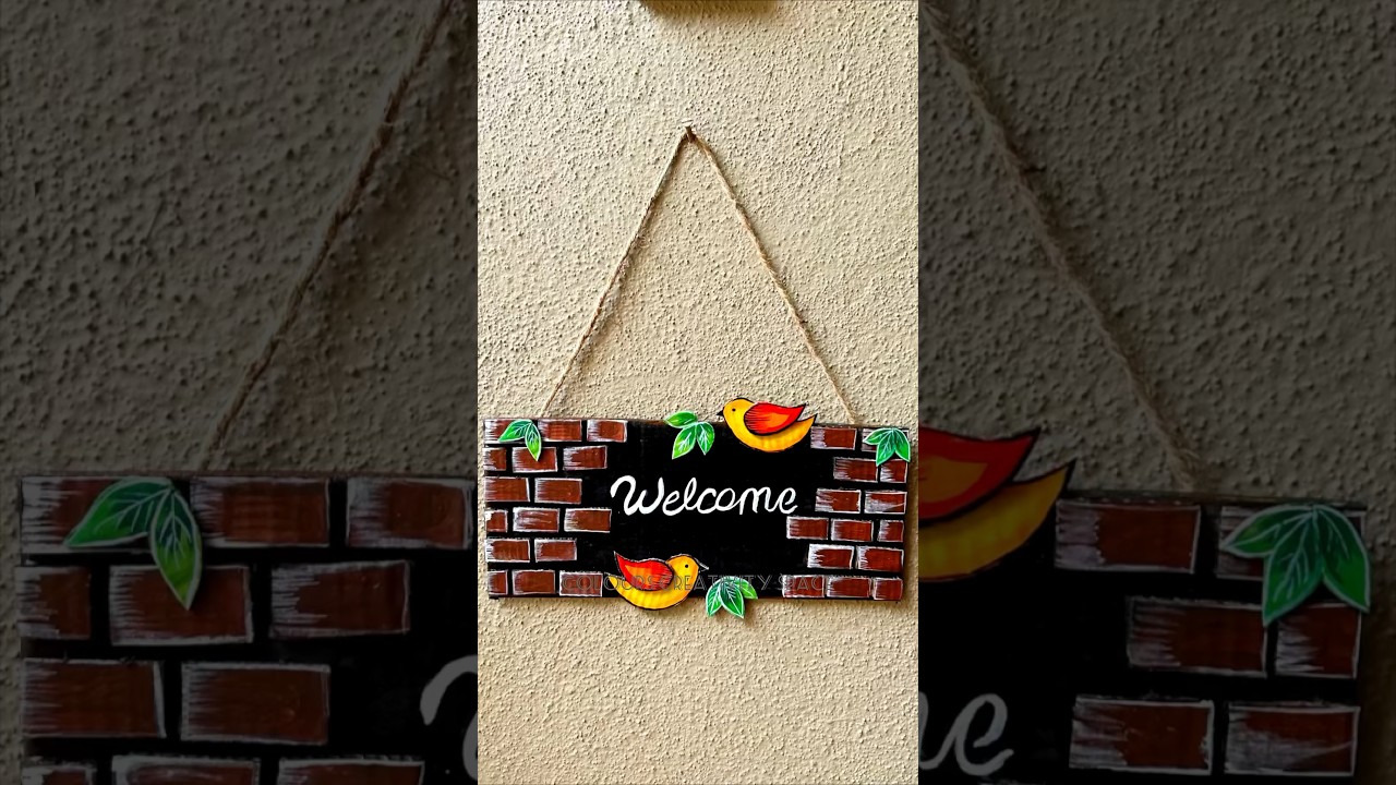 Welcome Board/ Cardboard Craft #ytshorts #bestoutofwaste #trending #shorts #nameplate  #welcome #diy