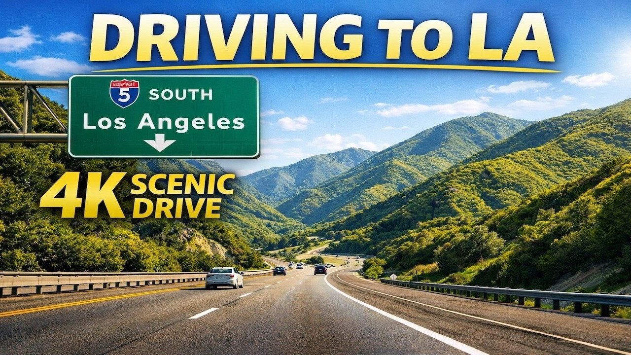 Driving Toward Los Angeles on I-5 | Lush Green California Mountains | 4K Scenic Drive