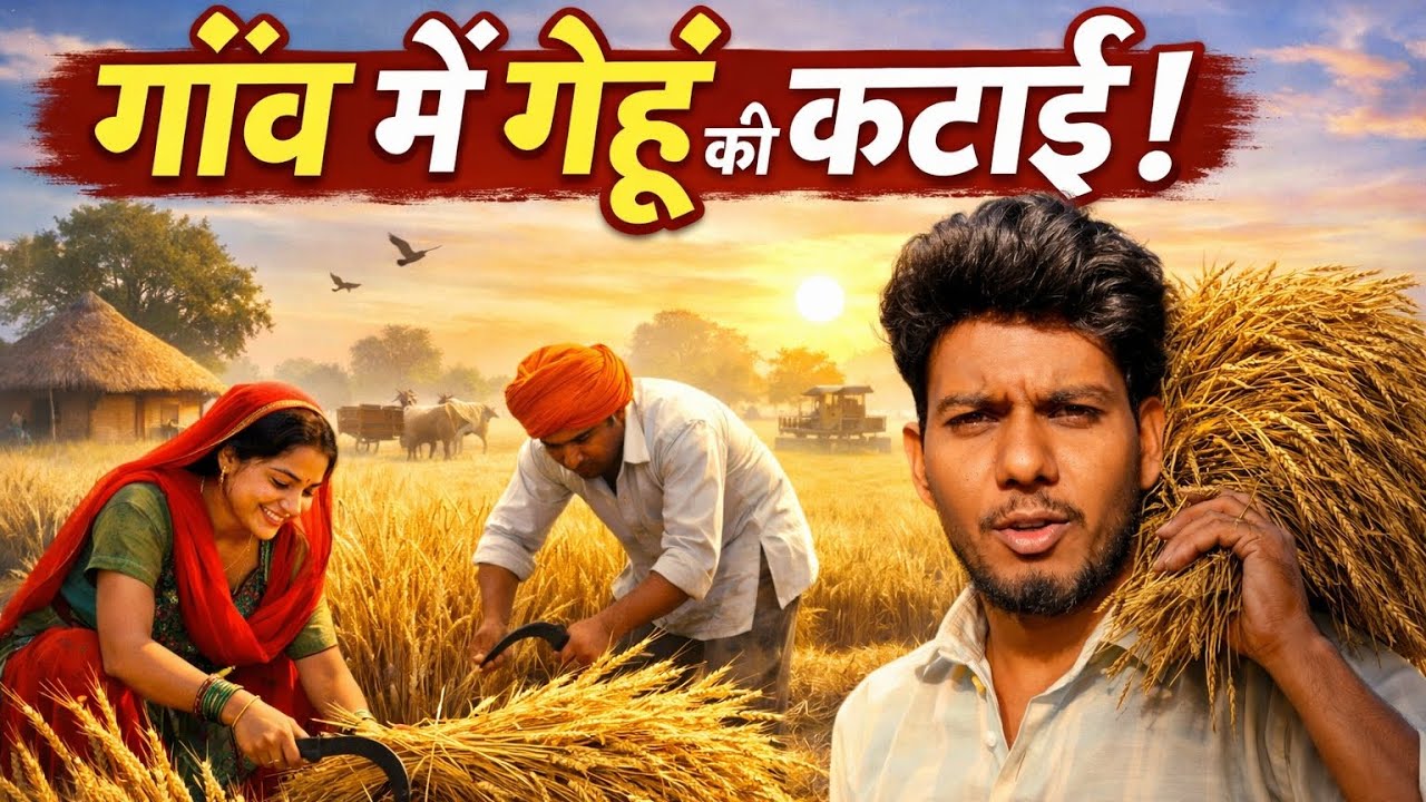 🌾 गेहूं कटाई के साथ थोड़ा Funny Moment 😂 | Real Village Life 