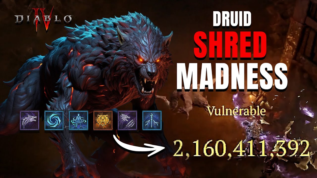 The FASTEST Druid Shred Build in Diablo 4 - Absolute MADNESS! 2 Billion Crits