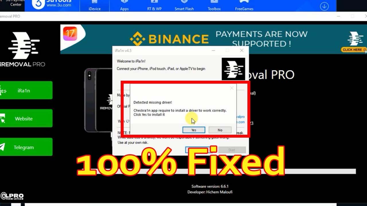 iRemoval Pro Jailbreak Not Working - Stuck Exploiting Device - Detected Missing Driver 100% fFxed