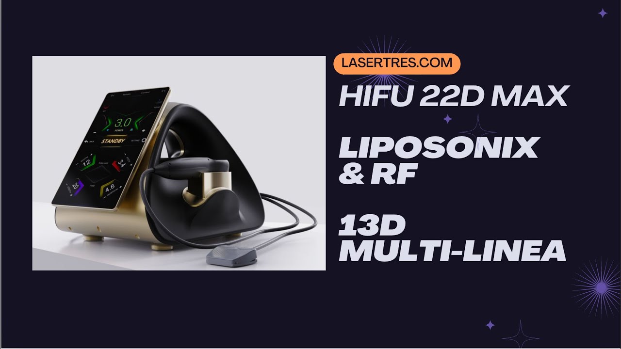 HIFU 22D Max Rejuvenecimiento Facial. Doble cabezal 13D con Liposonix y RF.