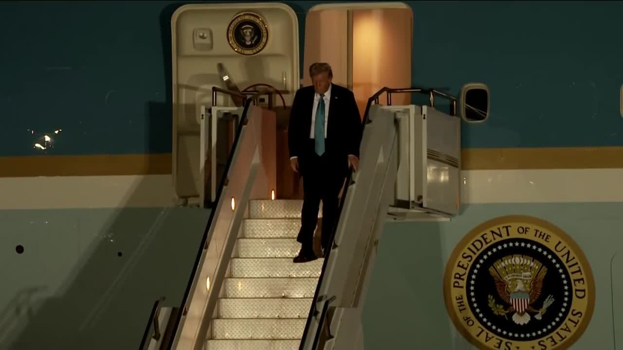 President Donald Trump arrives in Palm Beach International Airport in West Palm Beach