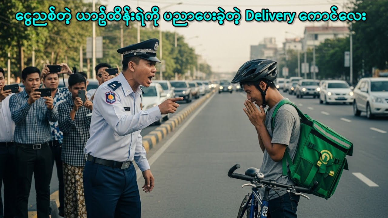 ငွေညစ်တဲ့ ယာဉ်ထိန်းရဲကို Delivery ကောင်လေးက ပညာပြခဲ့လိုက်တယ်။