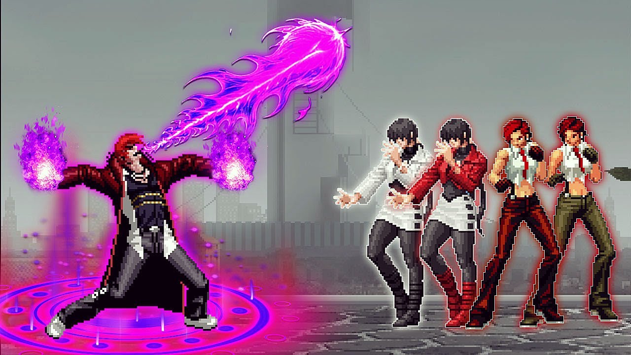 [KOF Mugen] Orochi Iori XIV LV 1 Vs Vanessa, Shermie Team