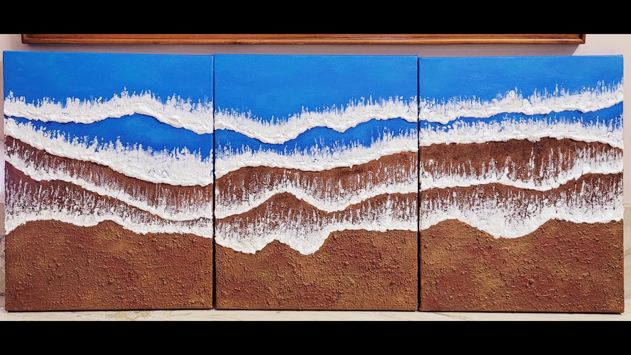 Textured Waves Triptych - Sand painting
