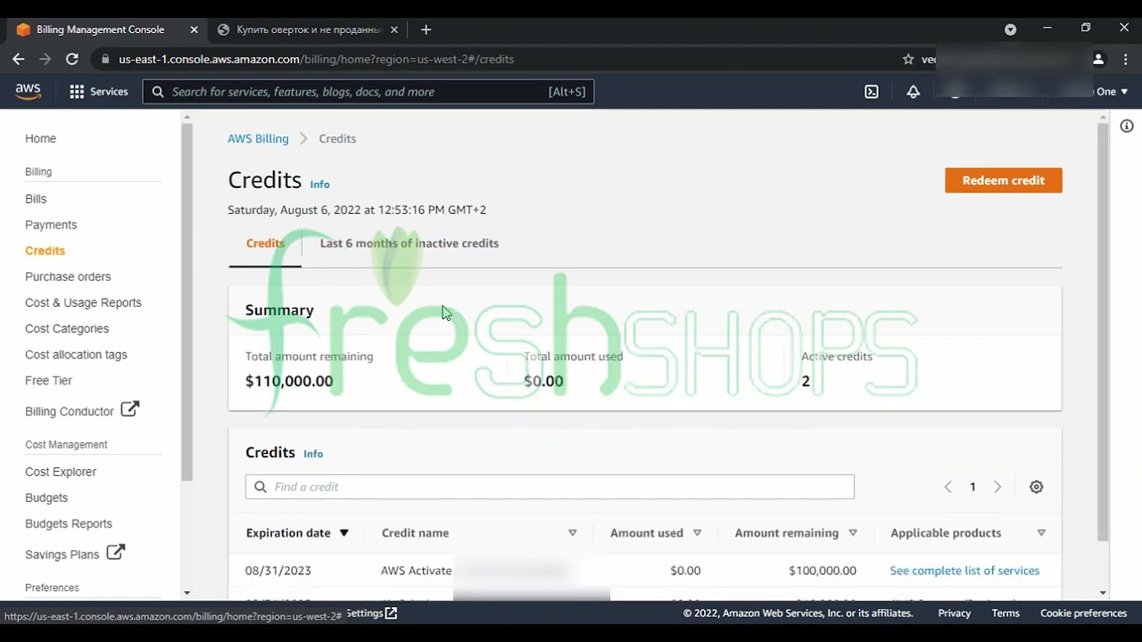 High-Quality AWS Account With $100,000 Credit | FreshyShops.com