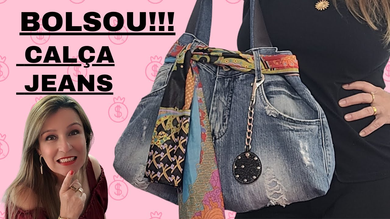 COMO TRANSFORMAR CALÇA JEANS BERMUDA SHORT EM UMA LINDA BOLSA SOFISTICADA FONTE DE RENDA (DIY)