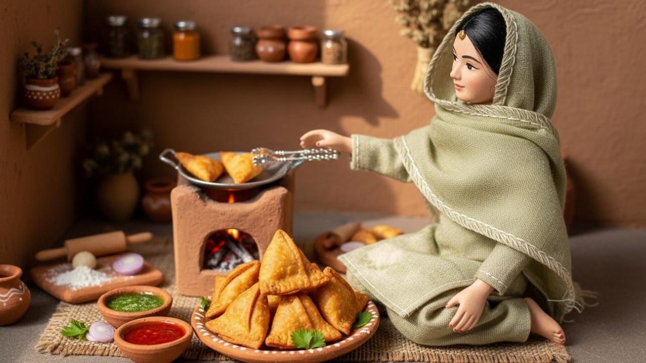 Miniature Doll Crispy Aloo Samosa | Cooking ASMR | Village Tiny Kitchen
