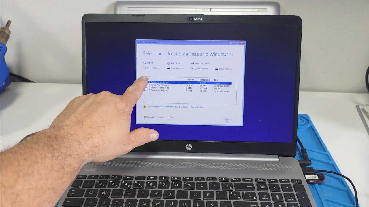notebook HP não reconhece SSD na hora de formatar - veja como resolver.