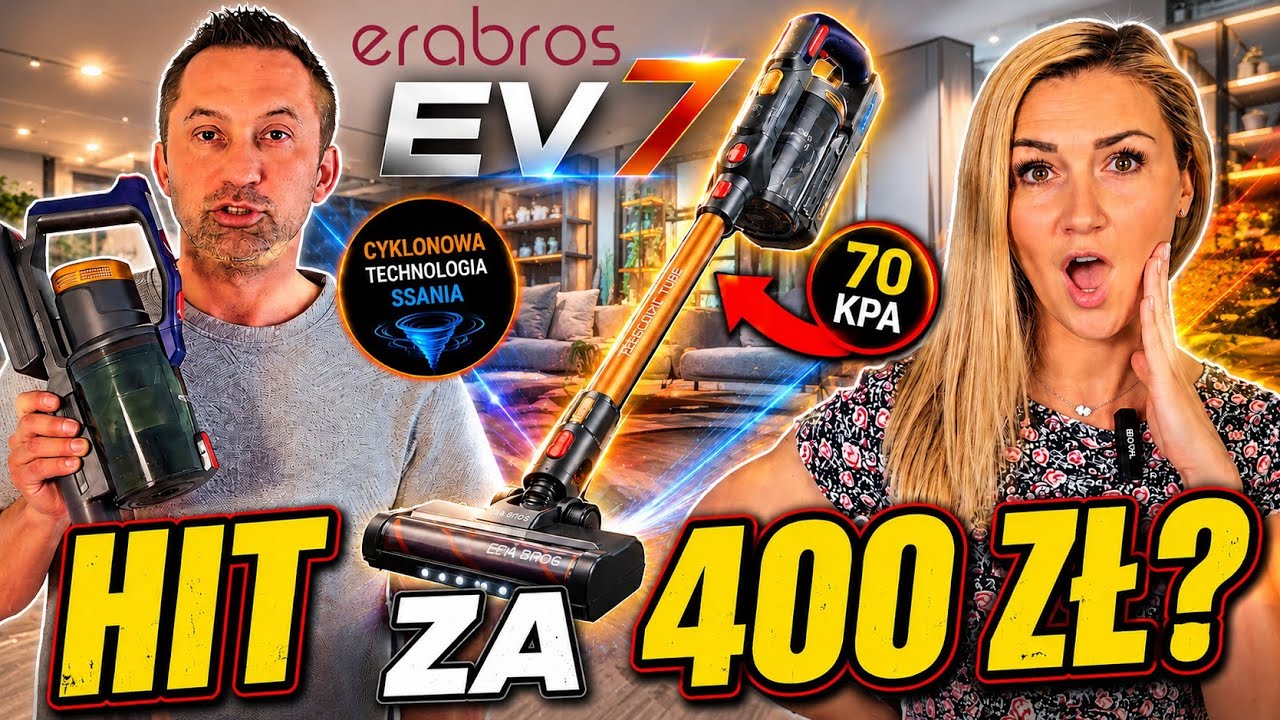 TANI odkurzacz pionowy za 400 zł?! Sprawdzam ERABROS EV7 z AliExpress!