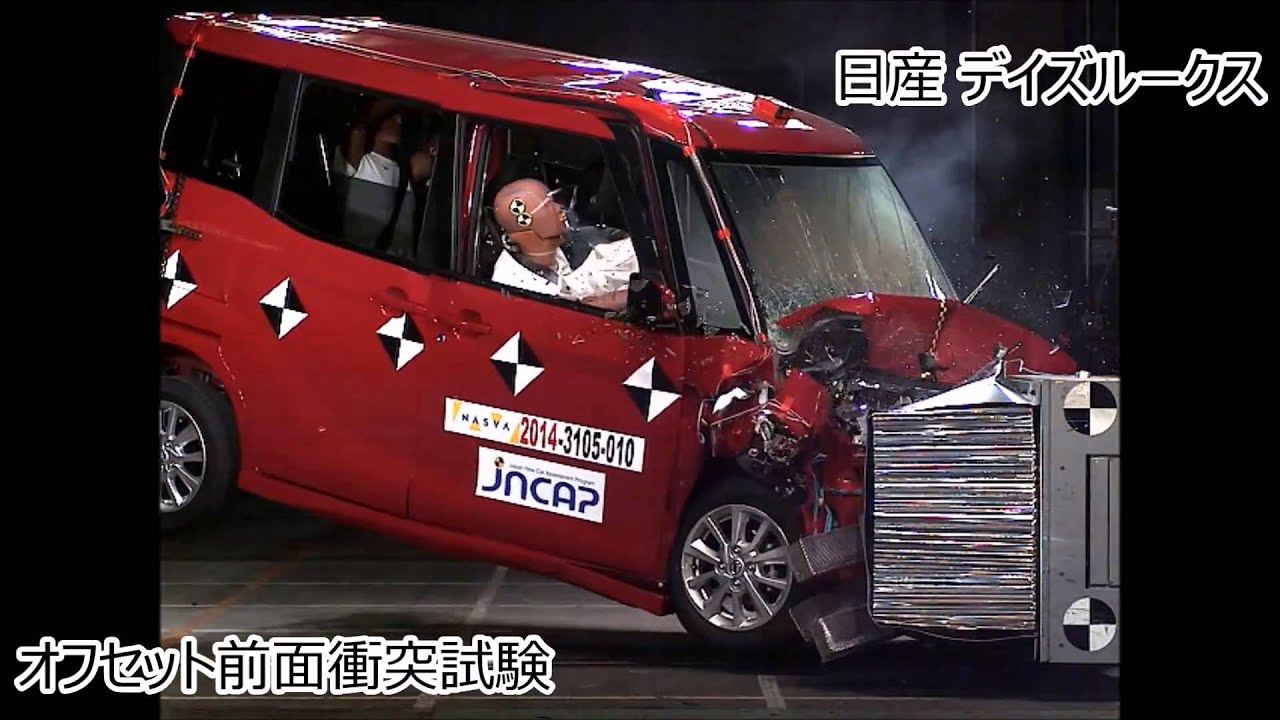 JNCAP - Nissan DAYZ ROOX - offset frontal collision test - 4 star safety rating