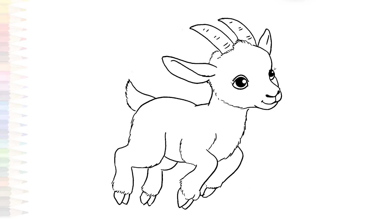A Little goat running drawings | Animal sketches easy | How to draw A Baby goat simply | #artjanag