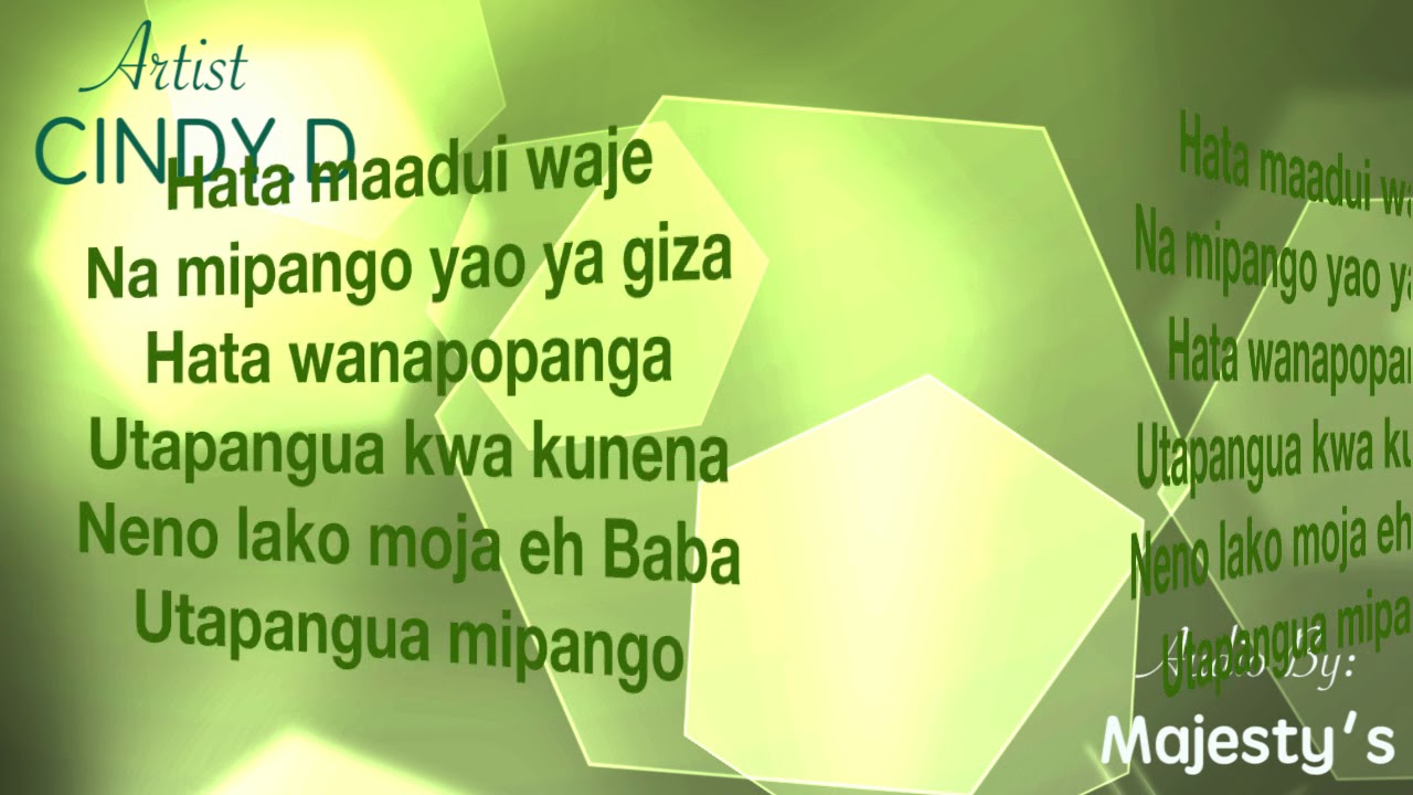 Sitaogopa- Cindy D( OFFICIAL LYRIC VIDEO)