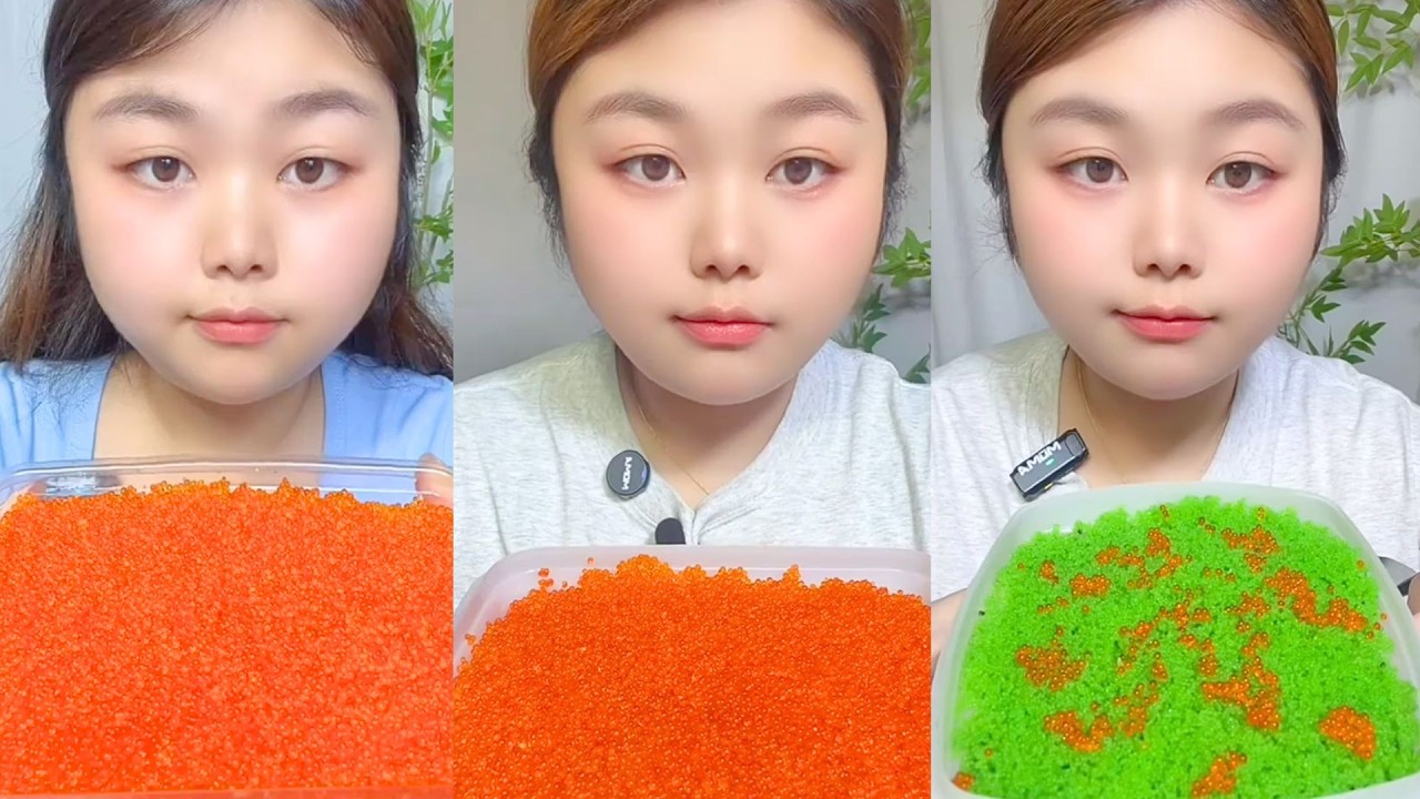 Bright Orange Masago and Green Tobiko Roe Mukbang Tasting