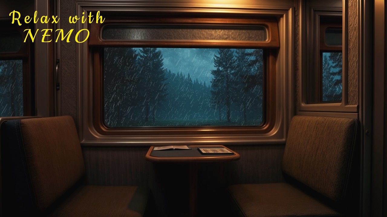 Cozy Old Train Travel on a Rainy Night 🚂 Calm Rain and Train Sounds / Relax, Read or Drift to Sleep