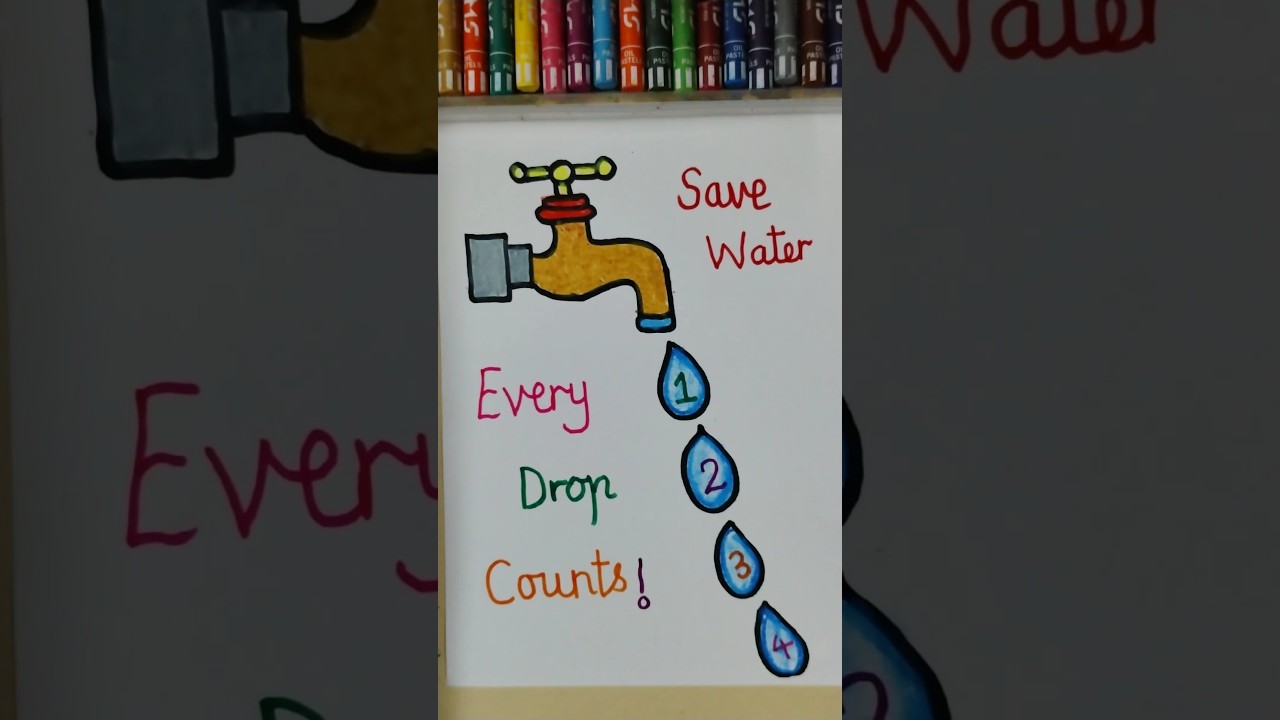 save water drawing| save water drawing with slogan 
